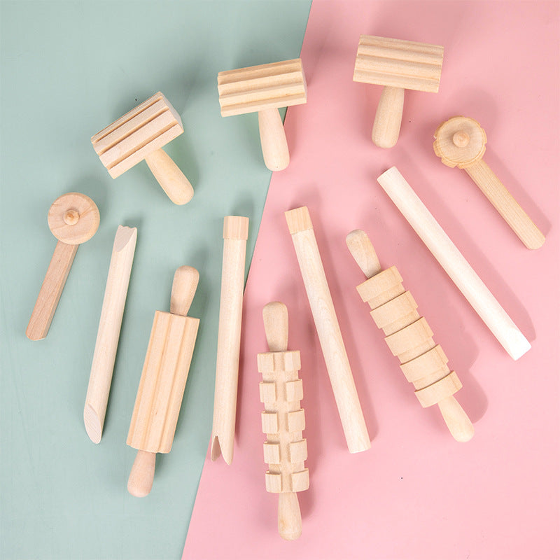 Solid Wood Mini Rolling Pin Rolling Pin Roller Seal Toy Set - Cindi Book