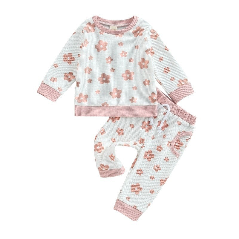 Children's New Flower Print Sweater Suit - Cindi Book