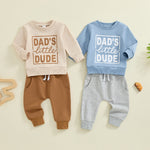 Boys' Letter Printed Long-sleeved Pullover Sweater Solid Color Trousers Two-piece Set - Cindi Book