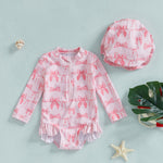 Girls' Fashion Bowknot Pattern One-piece With Hat - Cindi Book