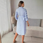 Women's Striped Lapel Button Casual Maternity Wear - Cindi Book