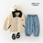 Children's Collar Zipper Cardigan Boys' Large Collar Long Sleeved Jacket - Cindi Book