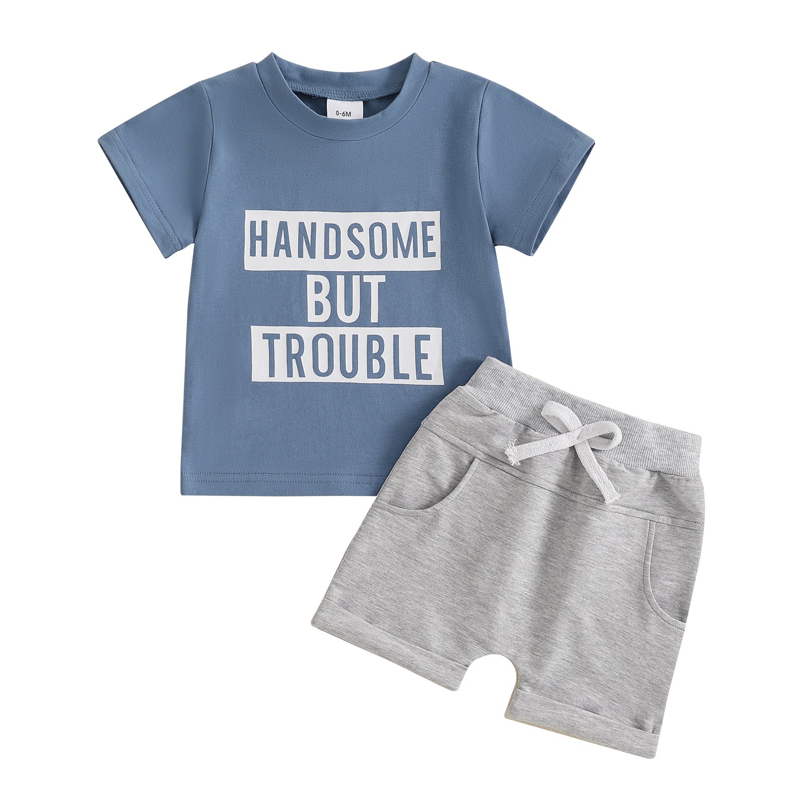 Boy Letter Print Short-sleeve Suit - Cindi Book
