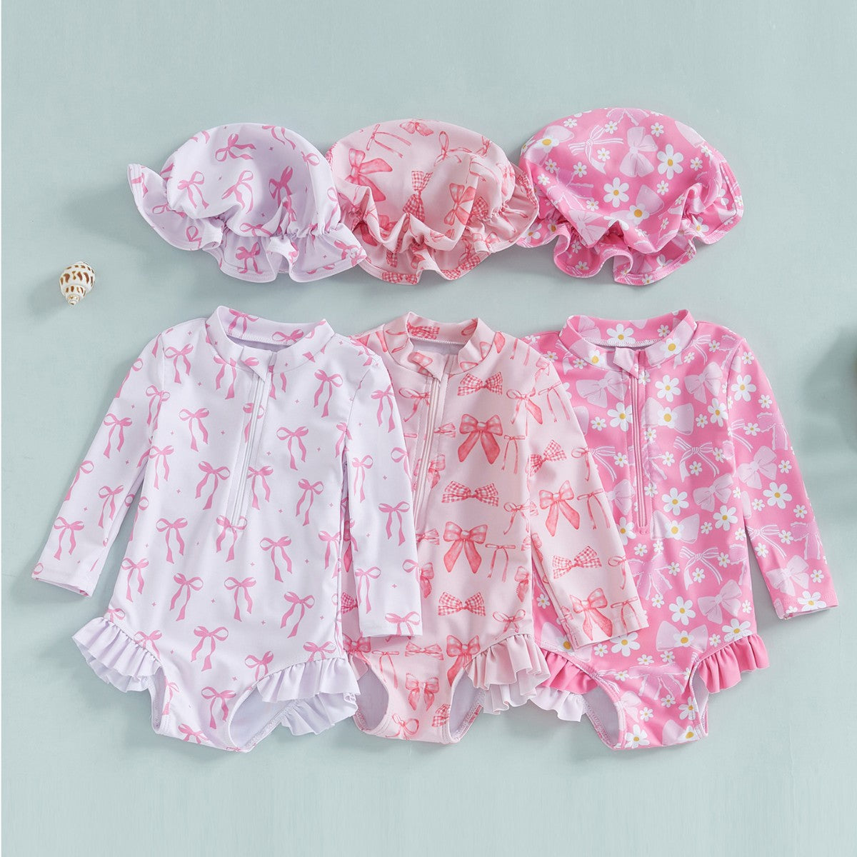 Girls' Fashion Bowknot Pattern One-piece With Hat - Cindi Book