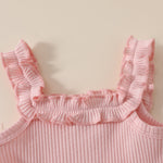 Girls' Solid Color Romper Bow Shorts Two-piece Set - Cindi Book