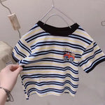 Children Loose Striped Short Sleeve T-shirt - Cindi Book