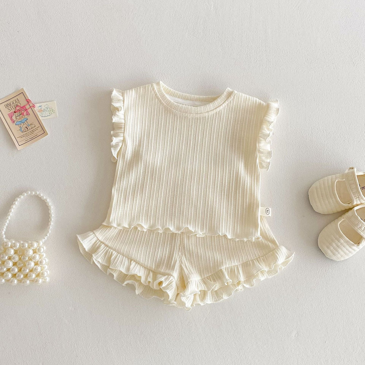 Wooden Ear Vest Baby Fashionable Korean Style Shorts Fashion Two-piece Suit - Cindi Book
