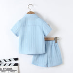 Boy's Handsome Gentleman Suit Summer College Style Short Sleeve Shorts Clothes - Cindi Book