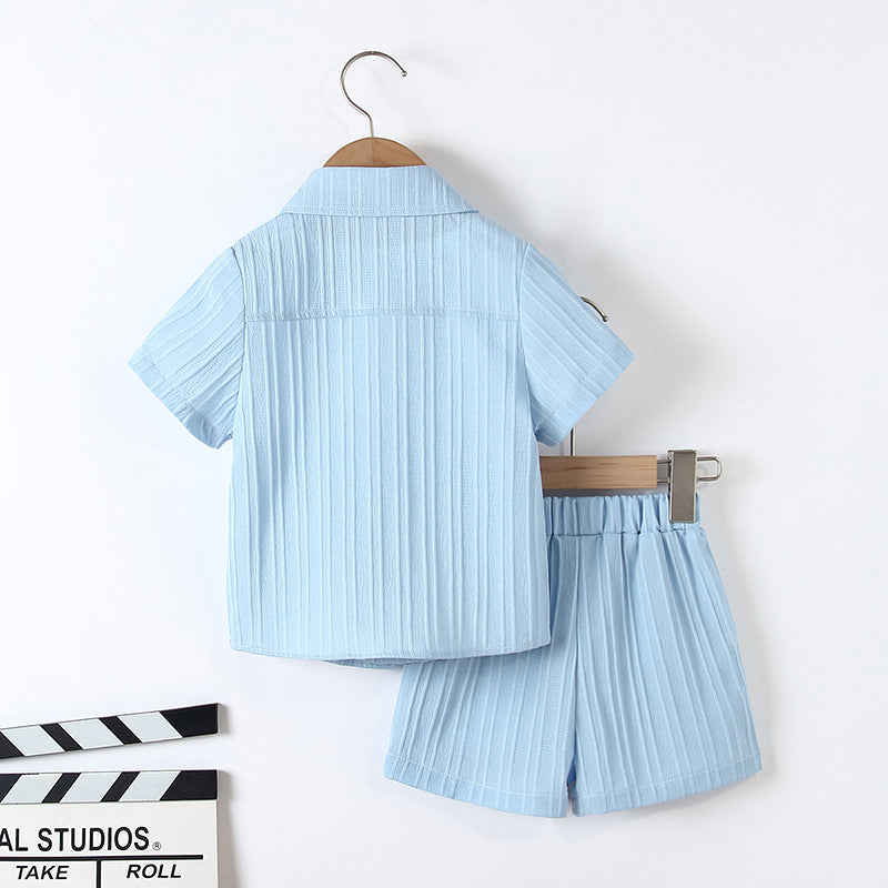 Boy's Handsome Gentleman Suit Summer College Style Short Sleeve Shorts Clothes - Cindi Book