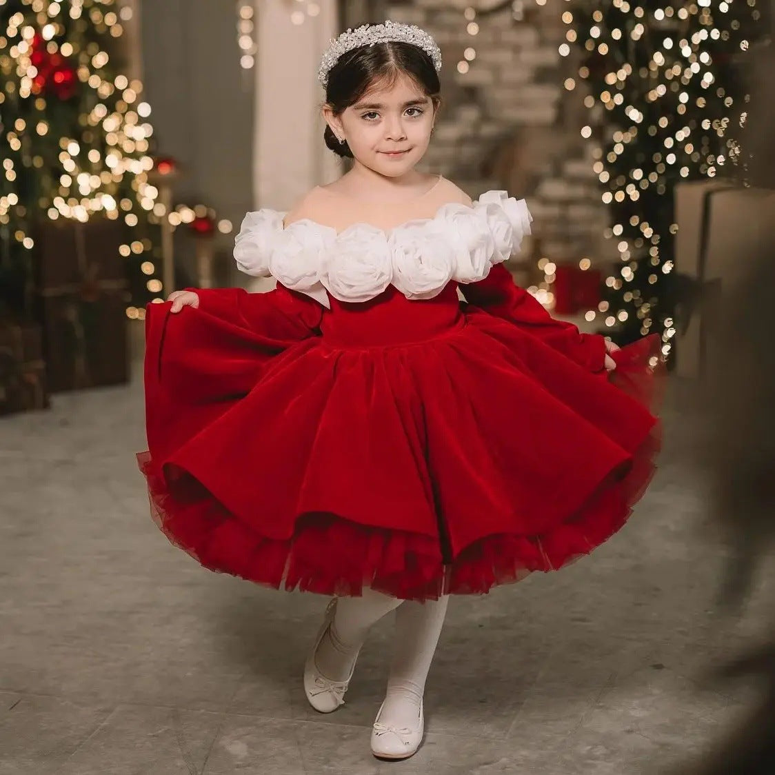 Christmas Princess Dress Children Autumn Long Sleeve Retro - Cindi Book