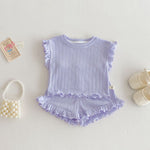 Wooden Ear Vest Baby Fashionable Korean Style Shorts Fashion Two-piece Suit - Cindi Book