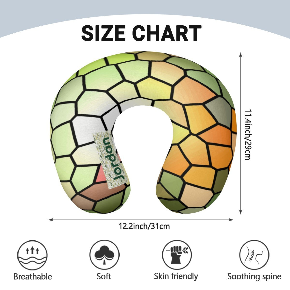 Personalized Stained Glass Mosaic Travel Neck Pillow with Name | Memory Foam, Detachable Washable Cover | Custom Gift for Art Lovers