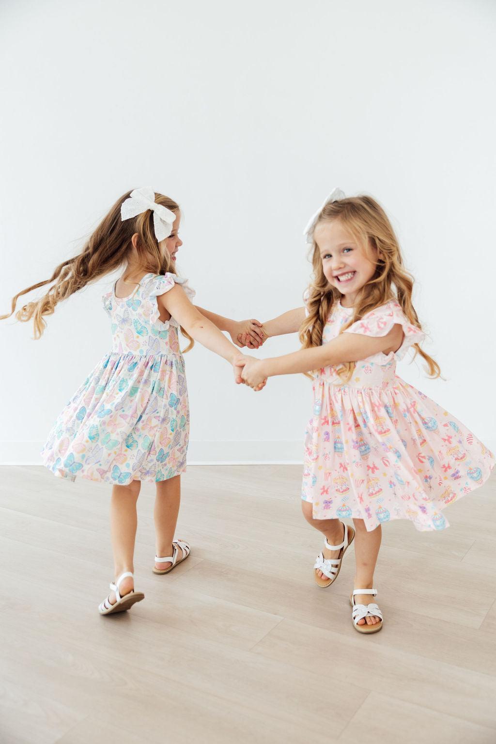 Off to the Circus Flutter Sleeve Twirl Dress - Image 2