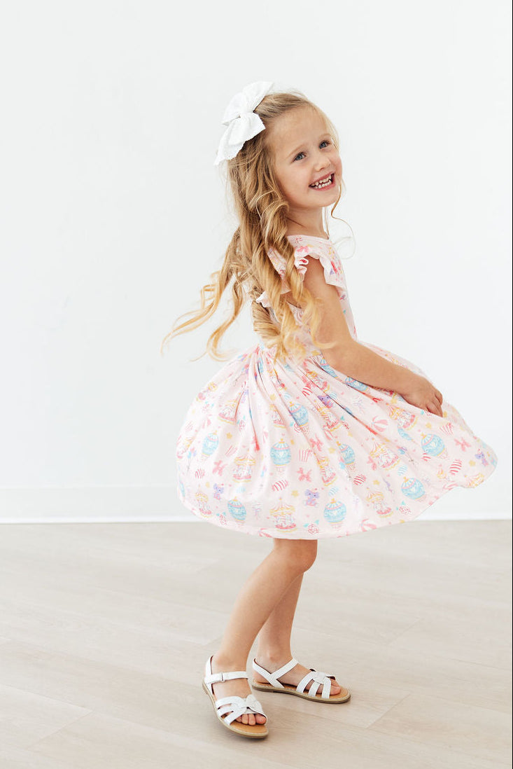 Off to the Circus Flutter Sleeve Twirl Dress - Image 4