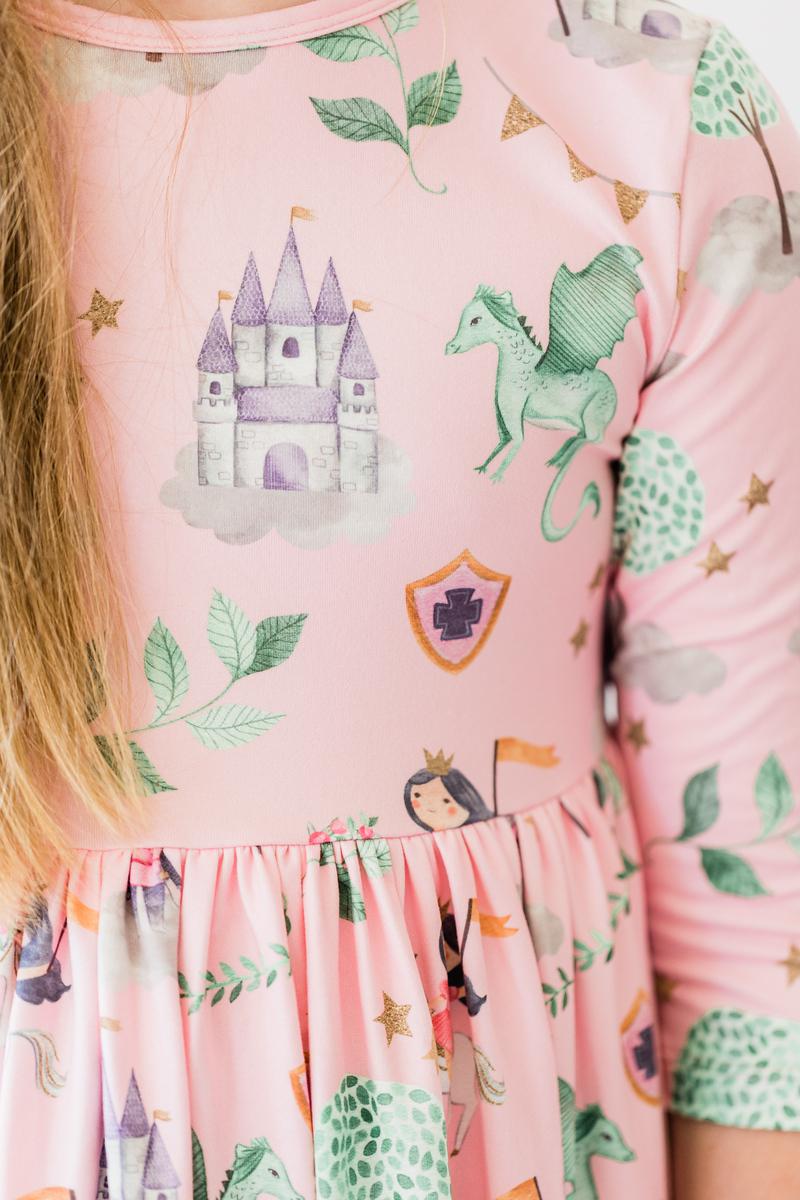 Once Upon a Time 3/4 Sleeve Pocket Twirl Dress - Image 3