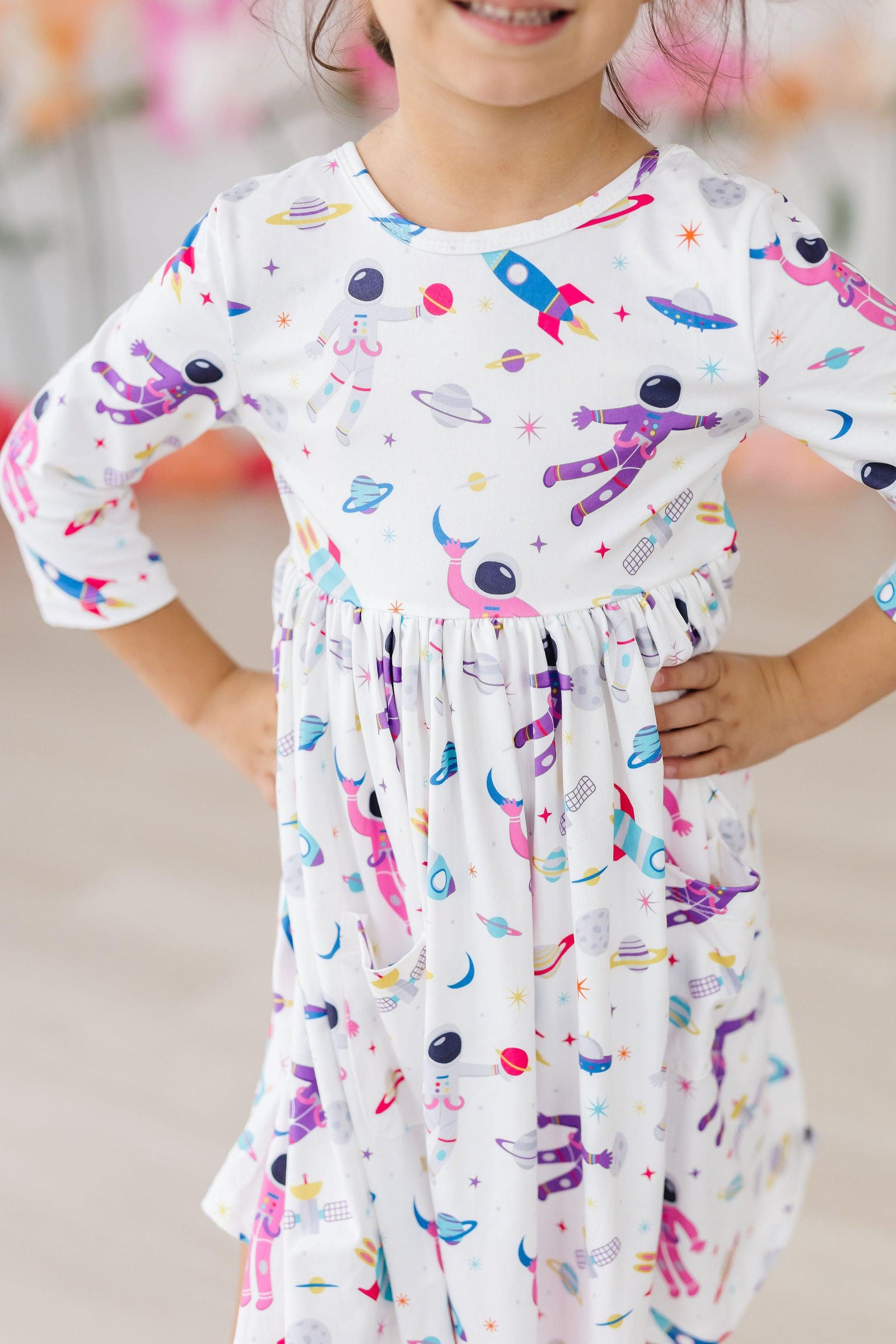 Out of this World 3/4 Sleeve Pocket Twirl Dress - Image 2