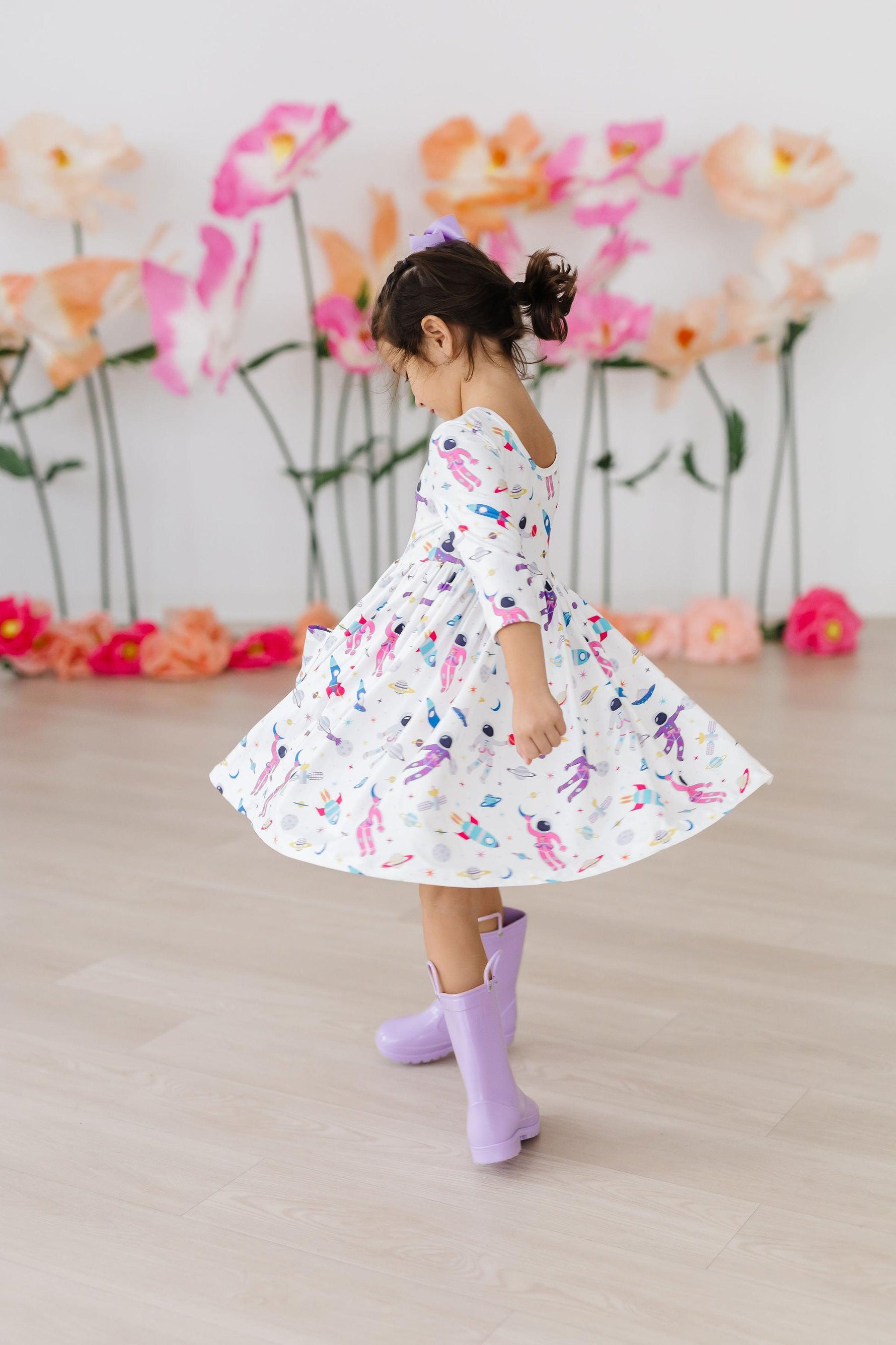 Out of this World 3/4 Sleeve Pocket Twirl Dress - Image 3
