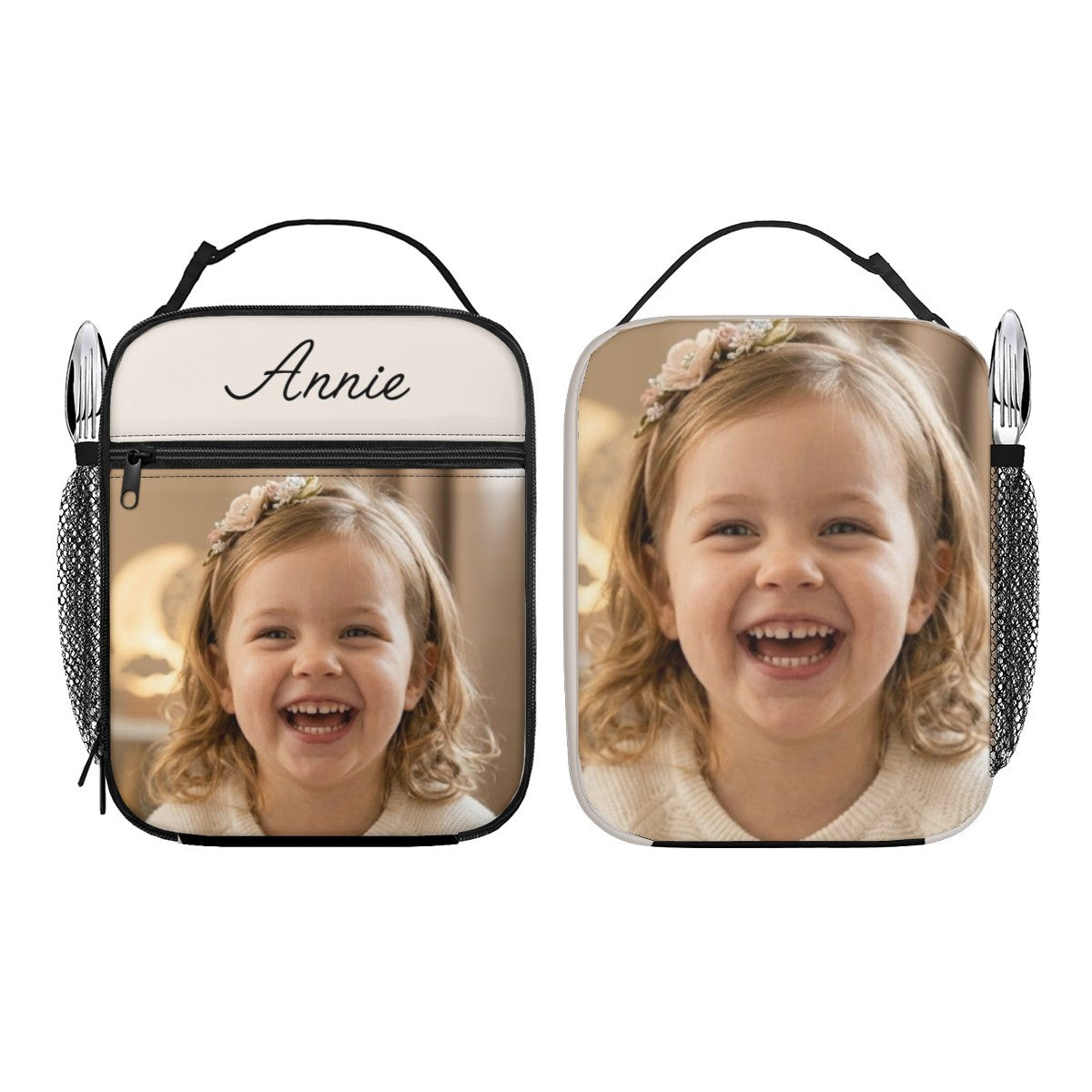 Personalized Photo Lunch Bag with Name - Custom Photo Insulated Lunch Box for Kids and Adults - School Lunch Bag with Photo and Name