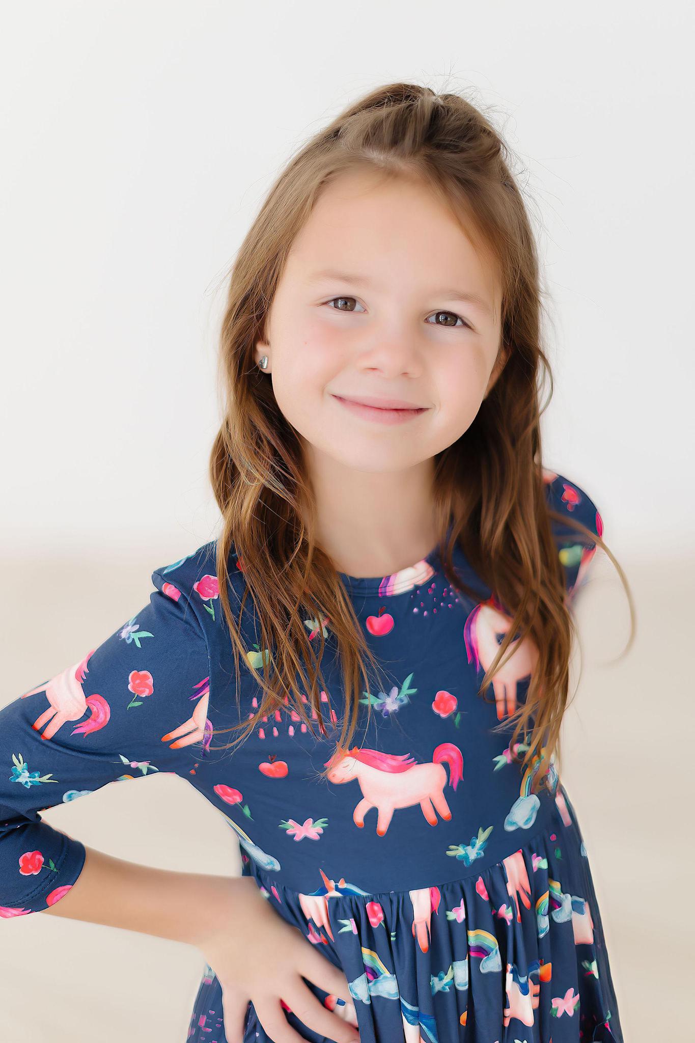Painted Skies 3/4 Sleeve Pocket Twirl Dress - Image 2