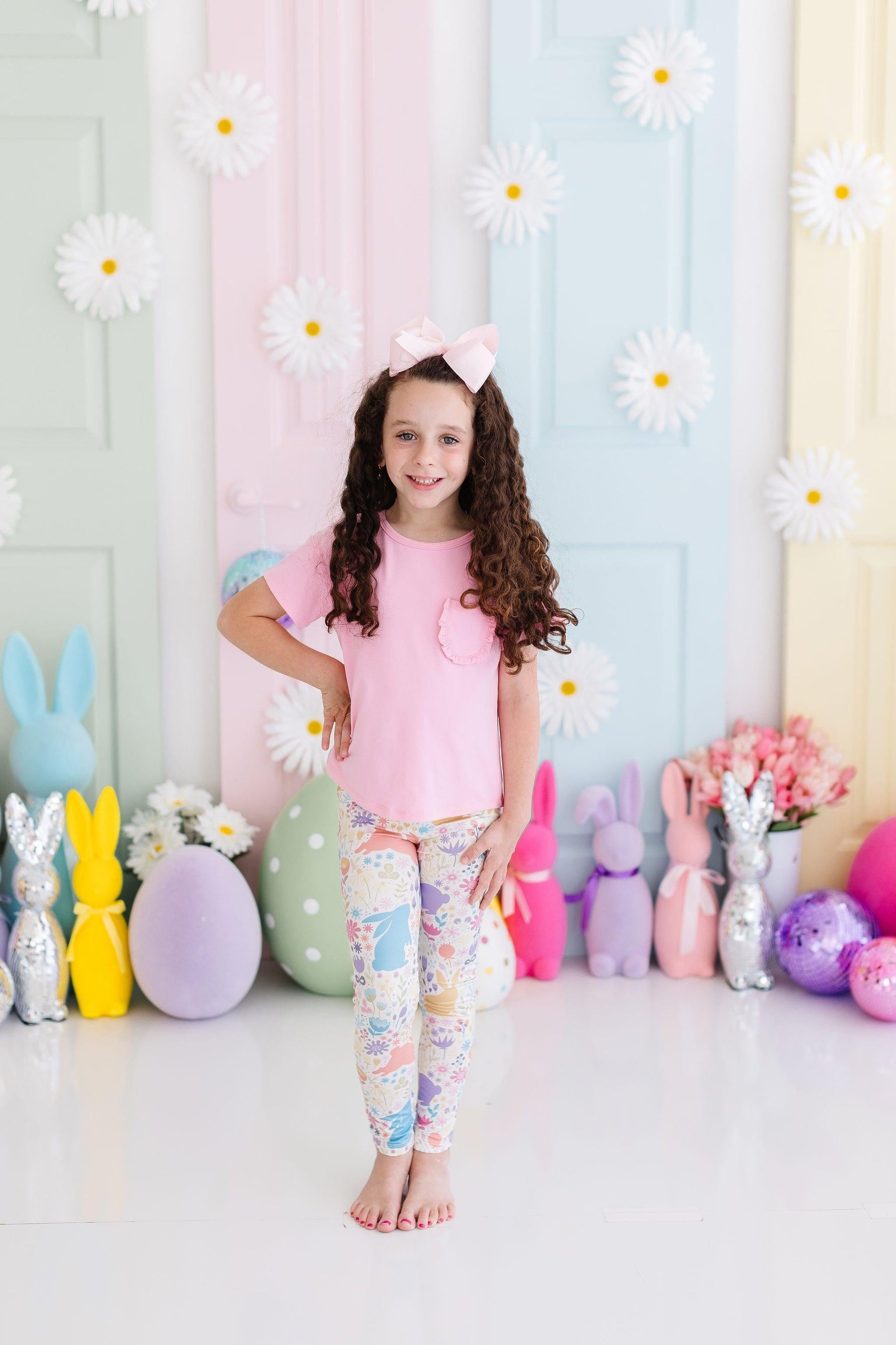 Pastel Floral Bunnies Leggings - Image 3