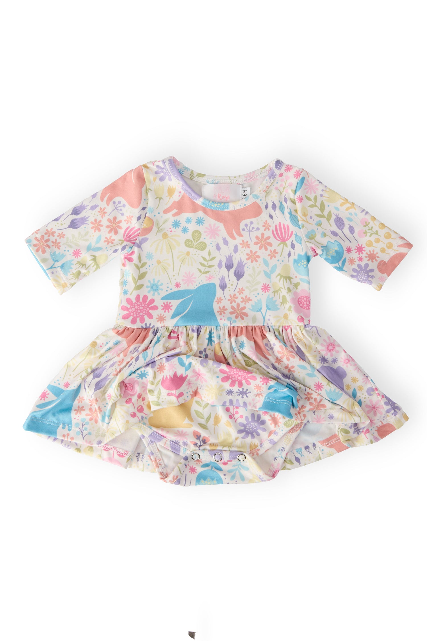 Pastel Floral Bunnies Twirl Bodysuit - Image 2