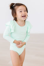 Pastel Green L/S Flutter Sleeve Leotard - Image 2