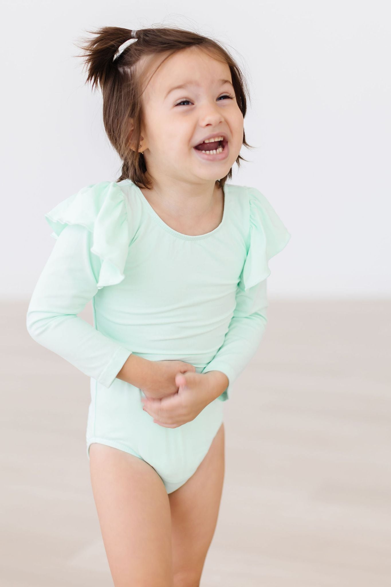 Pastel Green L/S Flutter Sleeve Leotard - Image 2