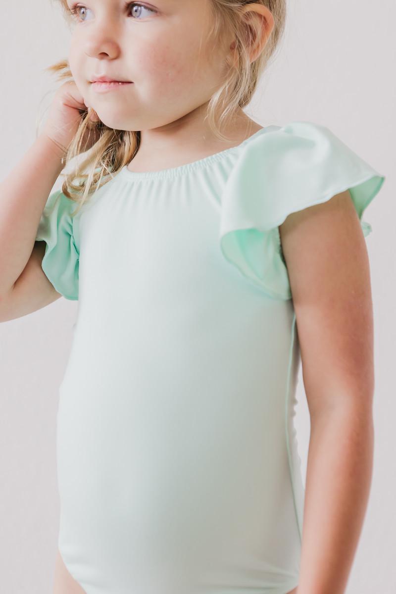 Pastel Green S/S Flutter Sleeve Leotard - Image 2