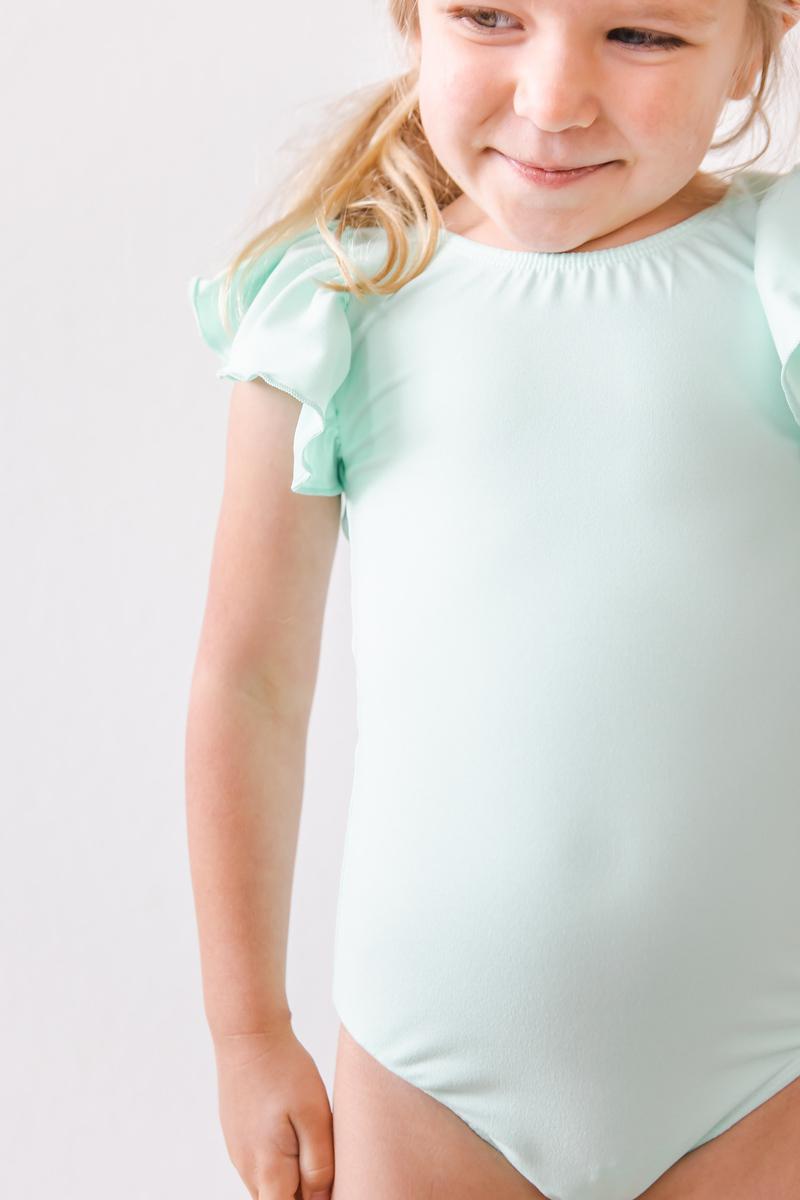 Pastel Green S/S Flutter Sleeve Leotard - Image 4