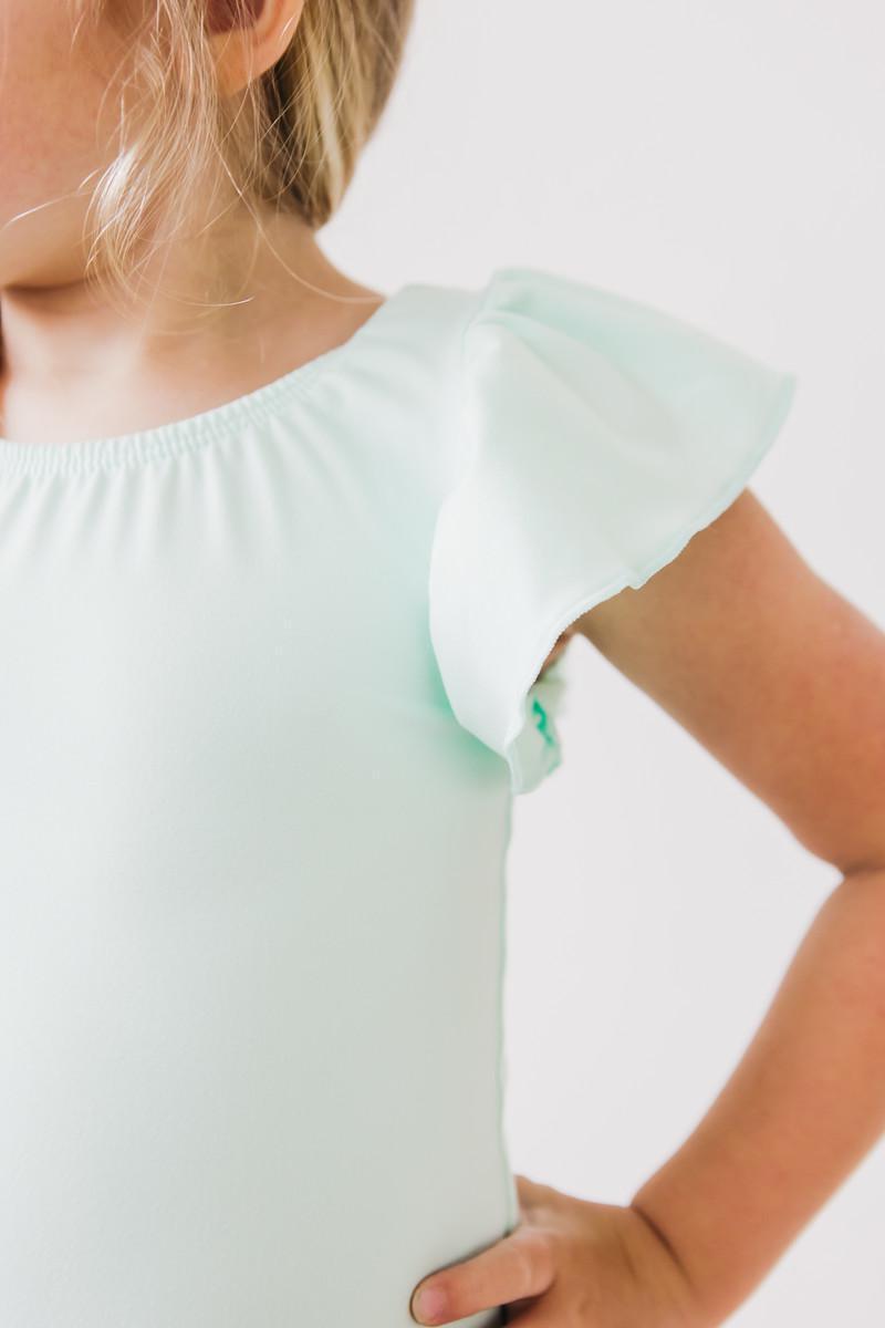 Pastel Green S/S Flutter Sleeve Leotard - Image 5