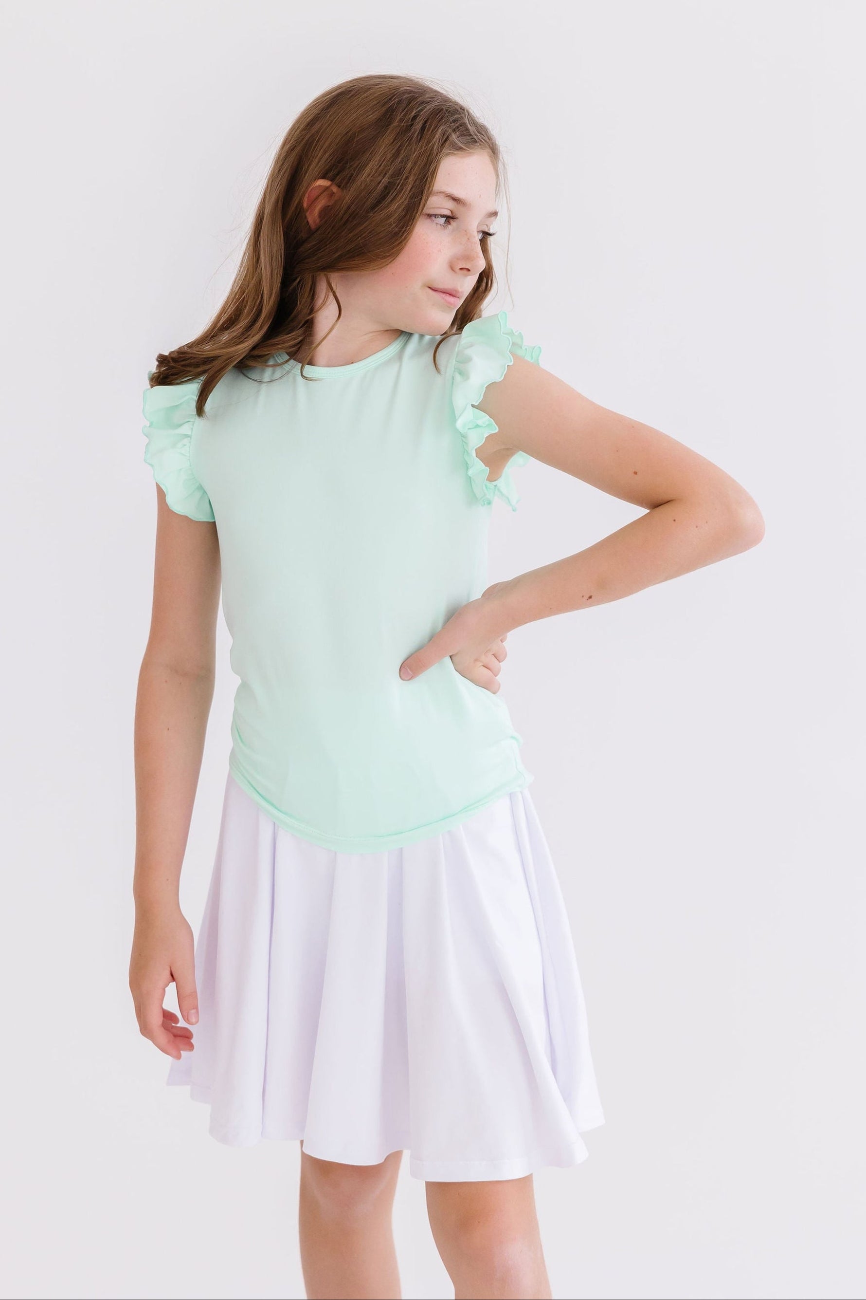 Pastel Green S/S Ruffle Tee - Image 2