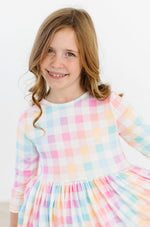 Pastel Plaid 3/4 Sleeve Pocket Twirl Dress - Image 4