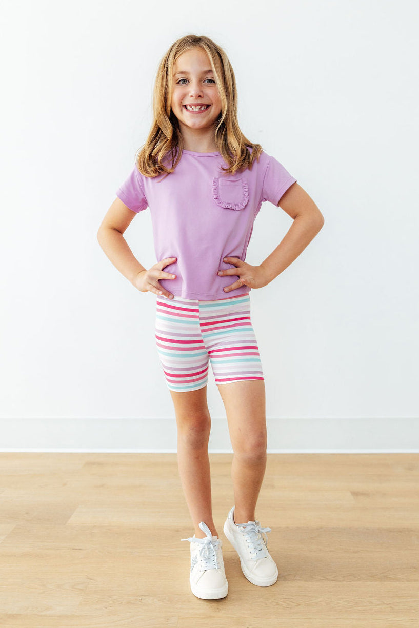 Bright Lilac Ruffle Pocket Tee - Image 2