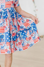 Patriotic Patchwork S/S Pocket Twirl Dress - Image 5