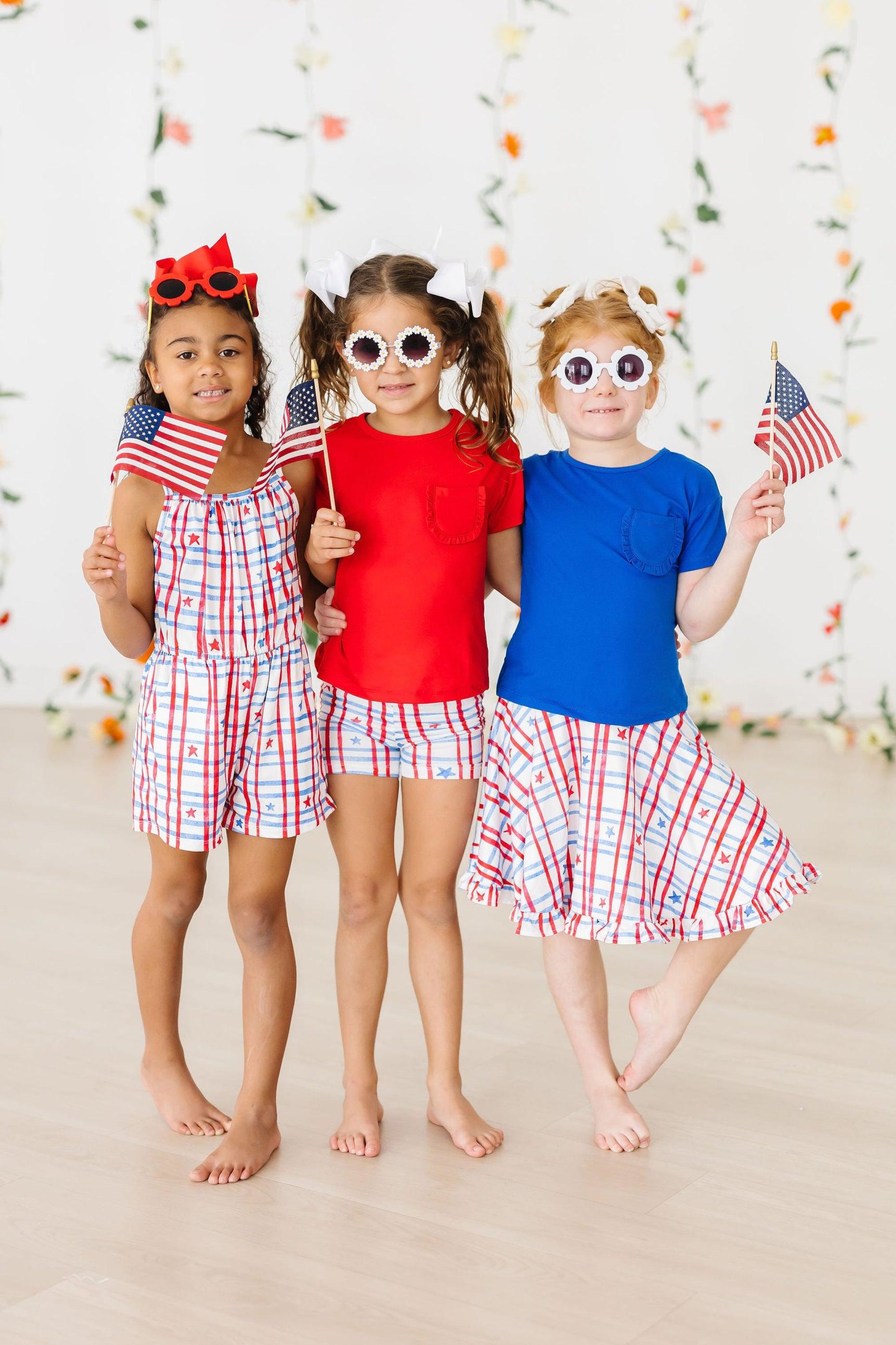 Patriotic Plaid Ruffle Twirl Skort - Image 2