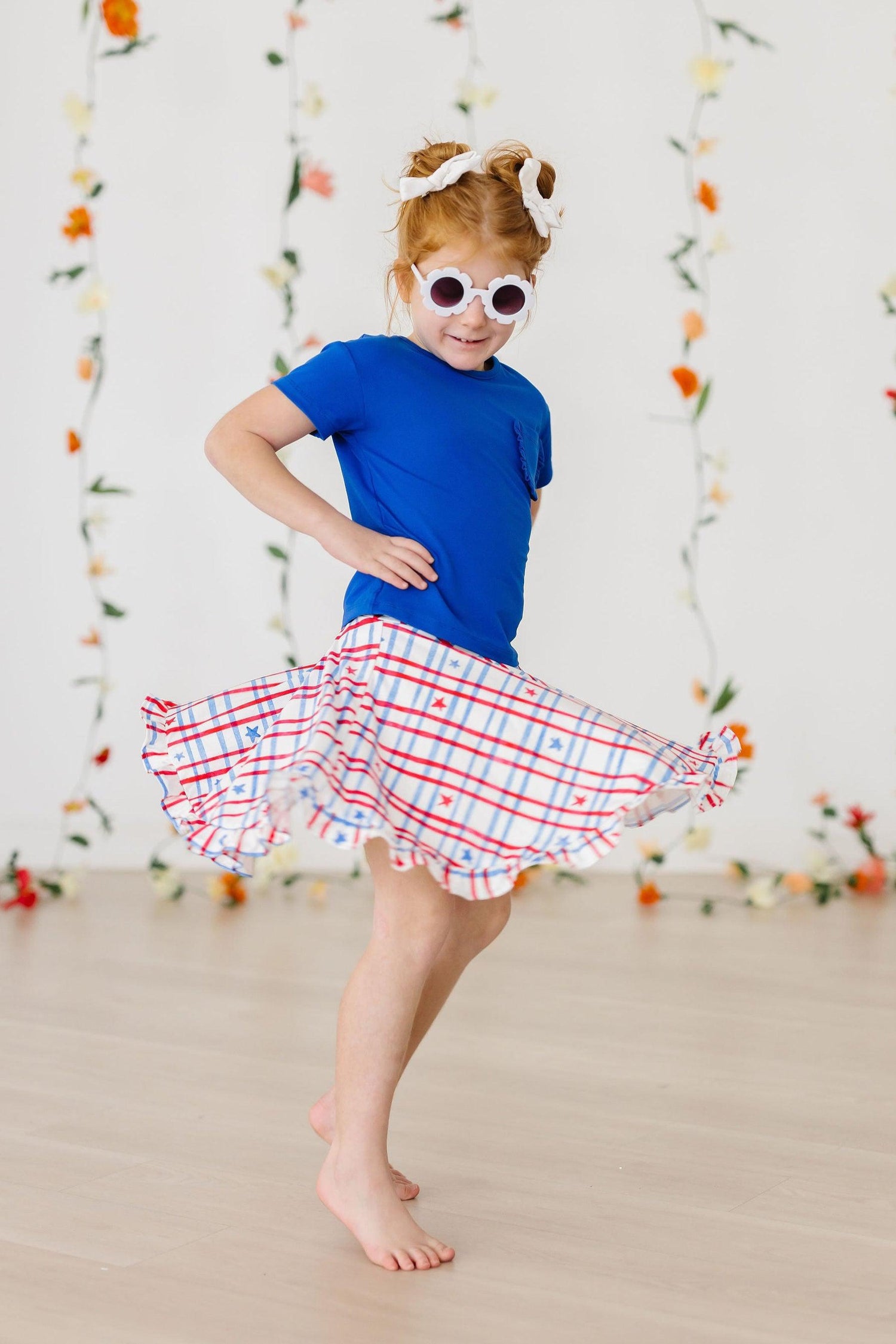 Patriotic Plaid Ruffle Twirl Skort - Image 3