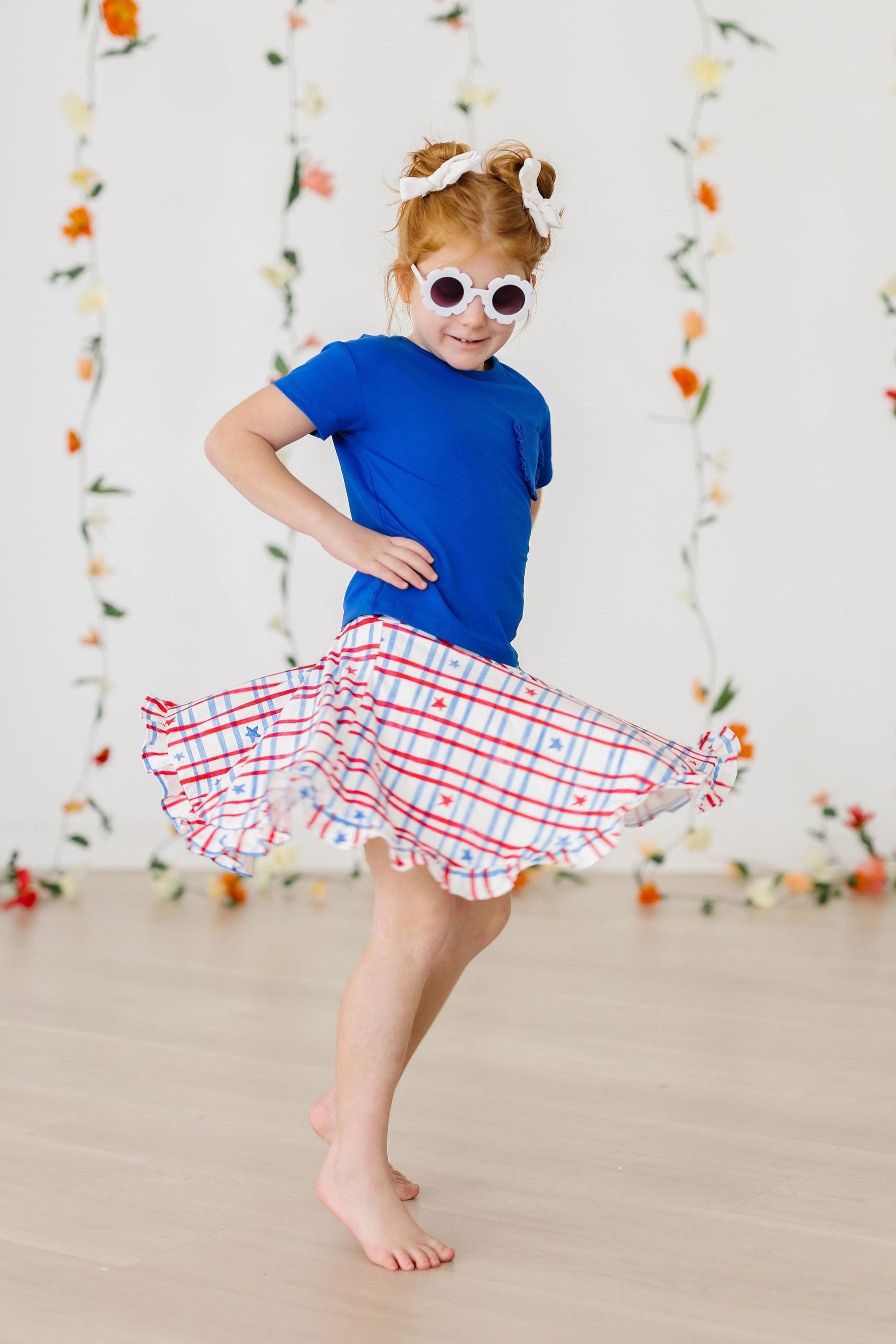 Patriotic Plaid Ruffle Twirl Skort - Image 3