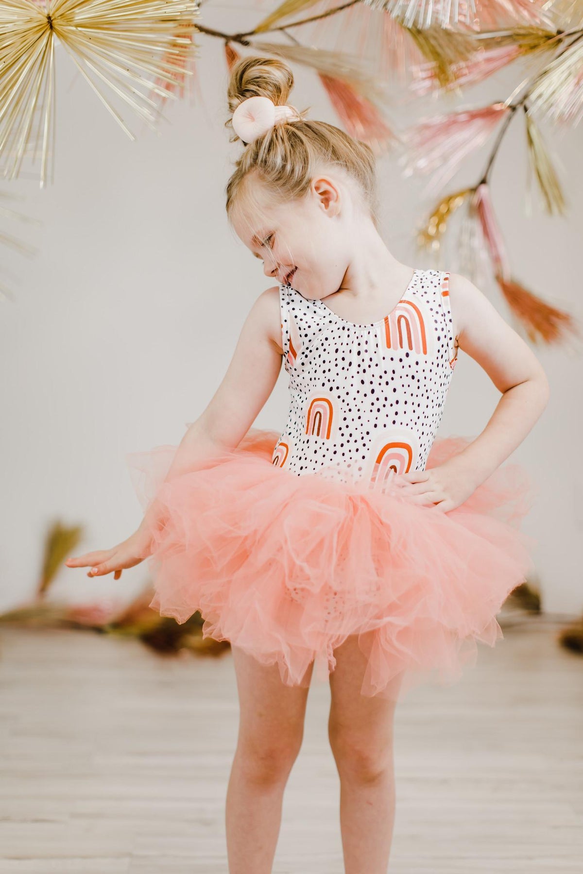 Peach Rainbow Tank Tutu Leotard - Image 2