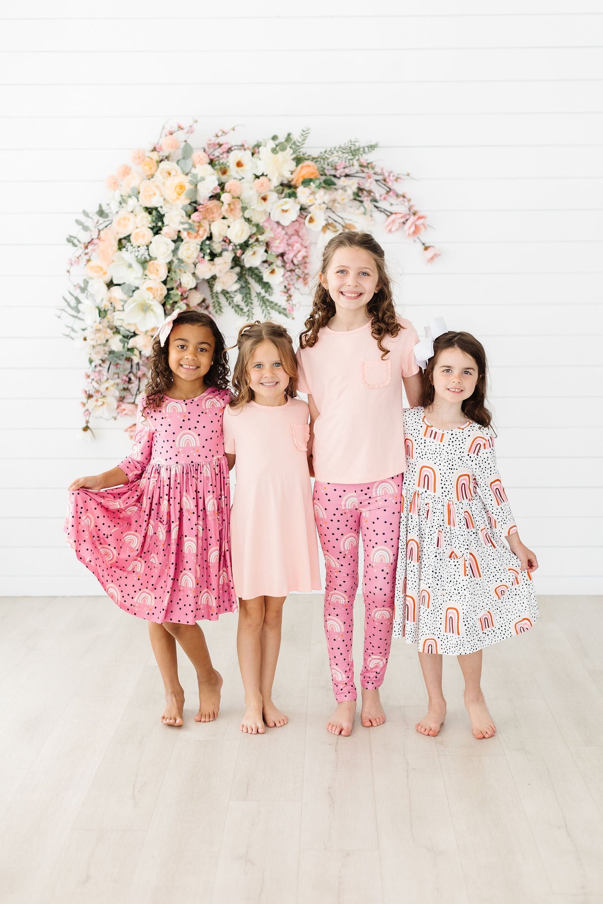 Peach Rainbow 3/4 Sleeve Pocket Twirl Dress - Image 2