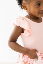 Peach S/S Flutter Sleeve Leotard - Image 2