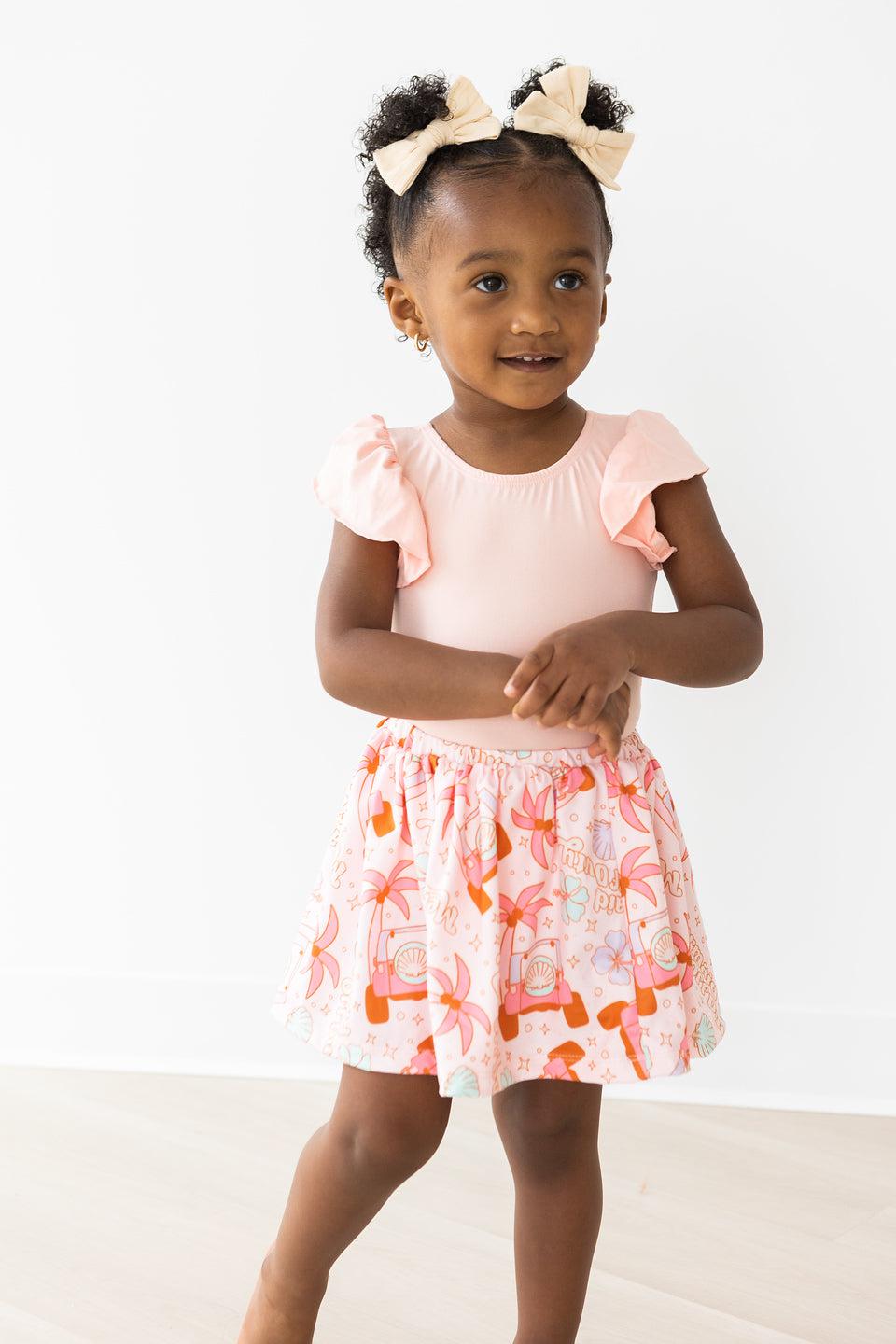 Peach S/S Flutter Sleeve Leotard - Image 3