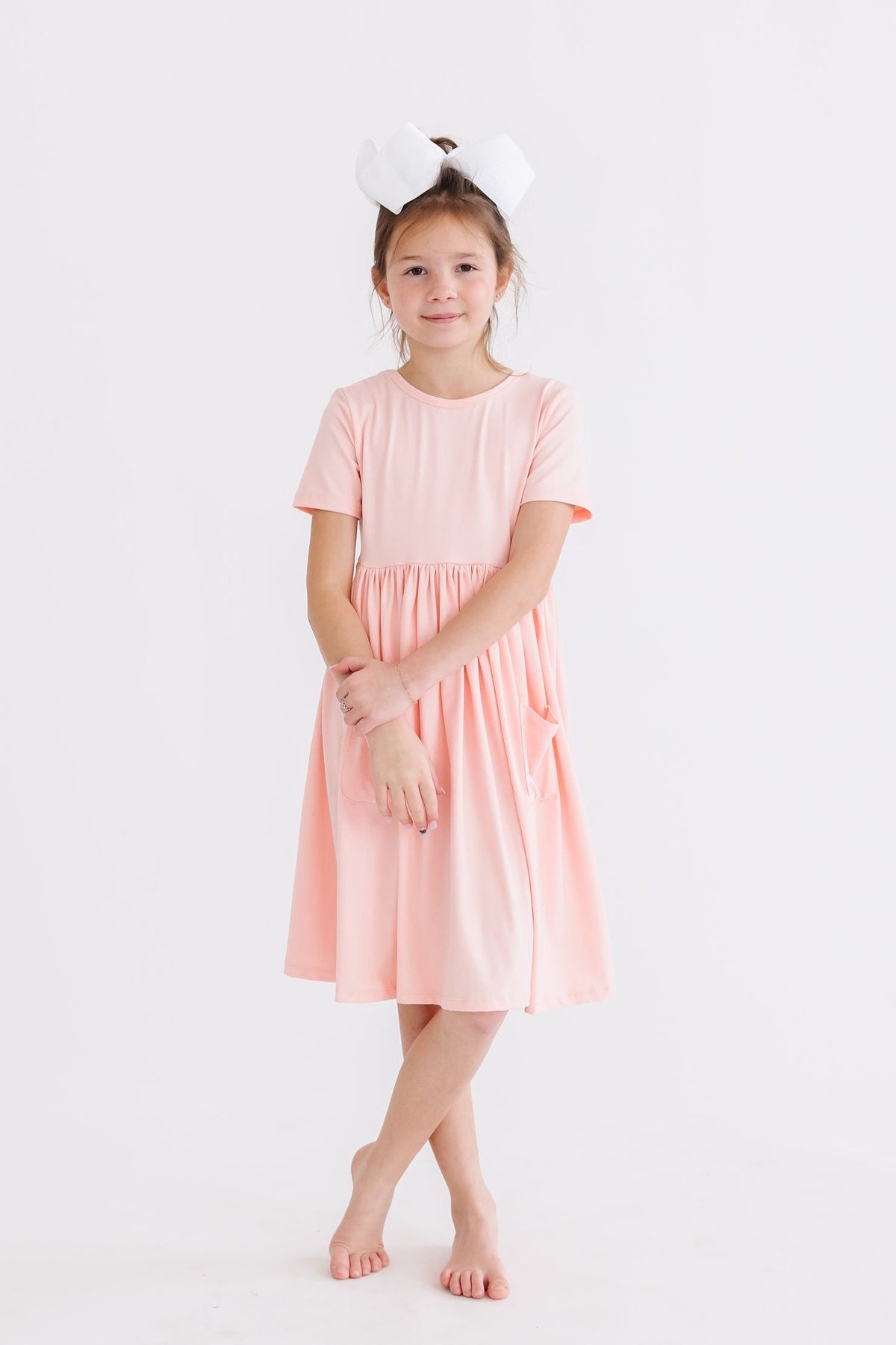 Peach S/S Pocket Twirl Dress - Image 6