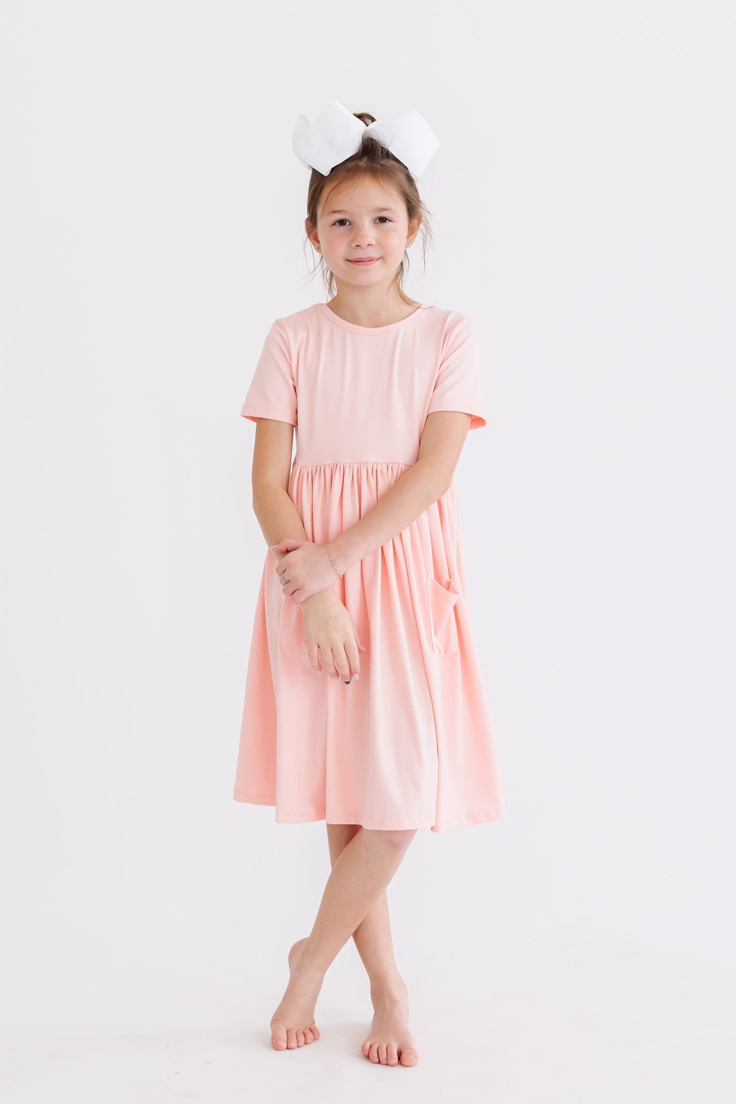 Peach S/S Pocket Twirl Dress - Image 6