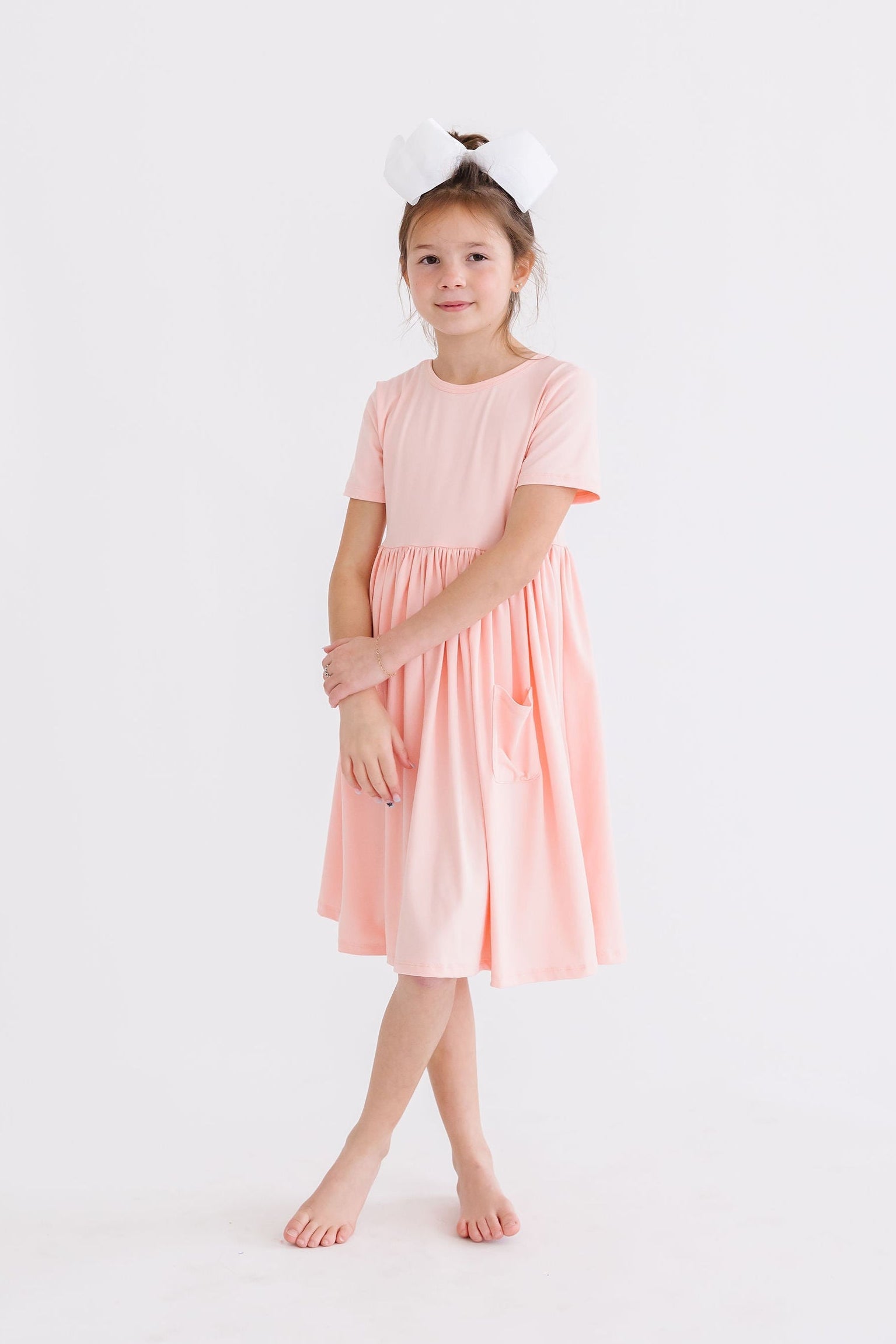 Peach S/S Pocket Twirl Dress - Image 7