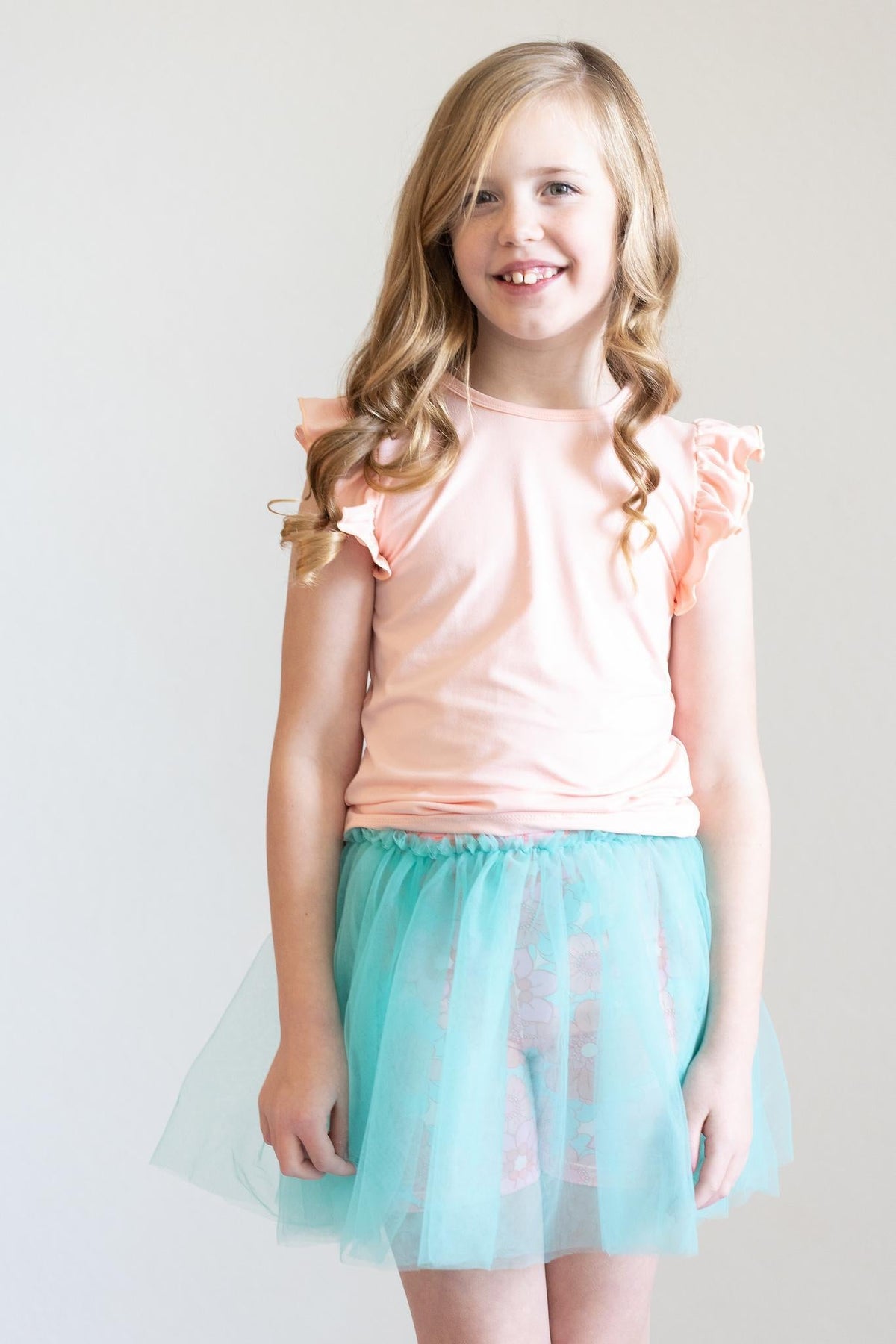 Peach S/S Ruffle Tee - Image 4