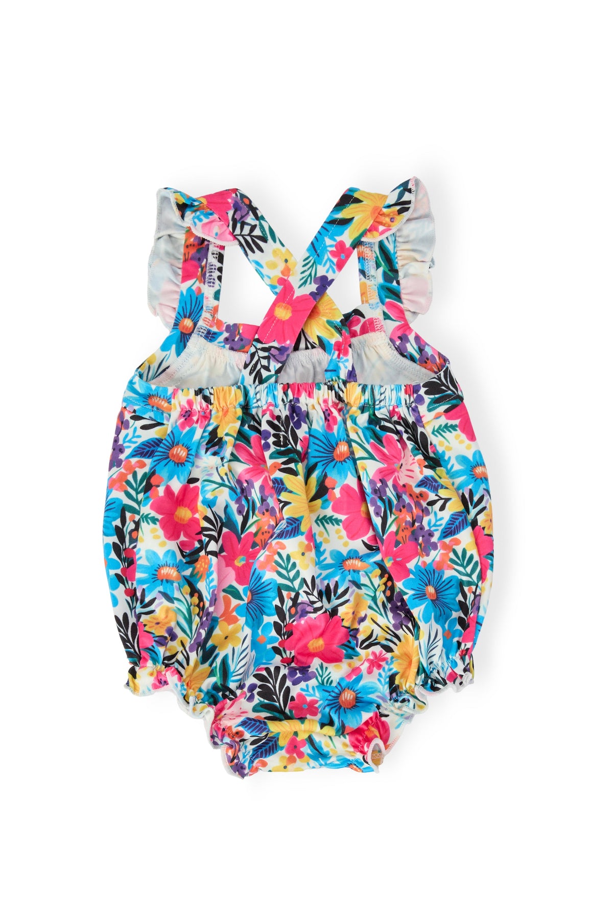 Petal Paradise Ruffle Cross Back Romper - Image 3
