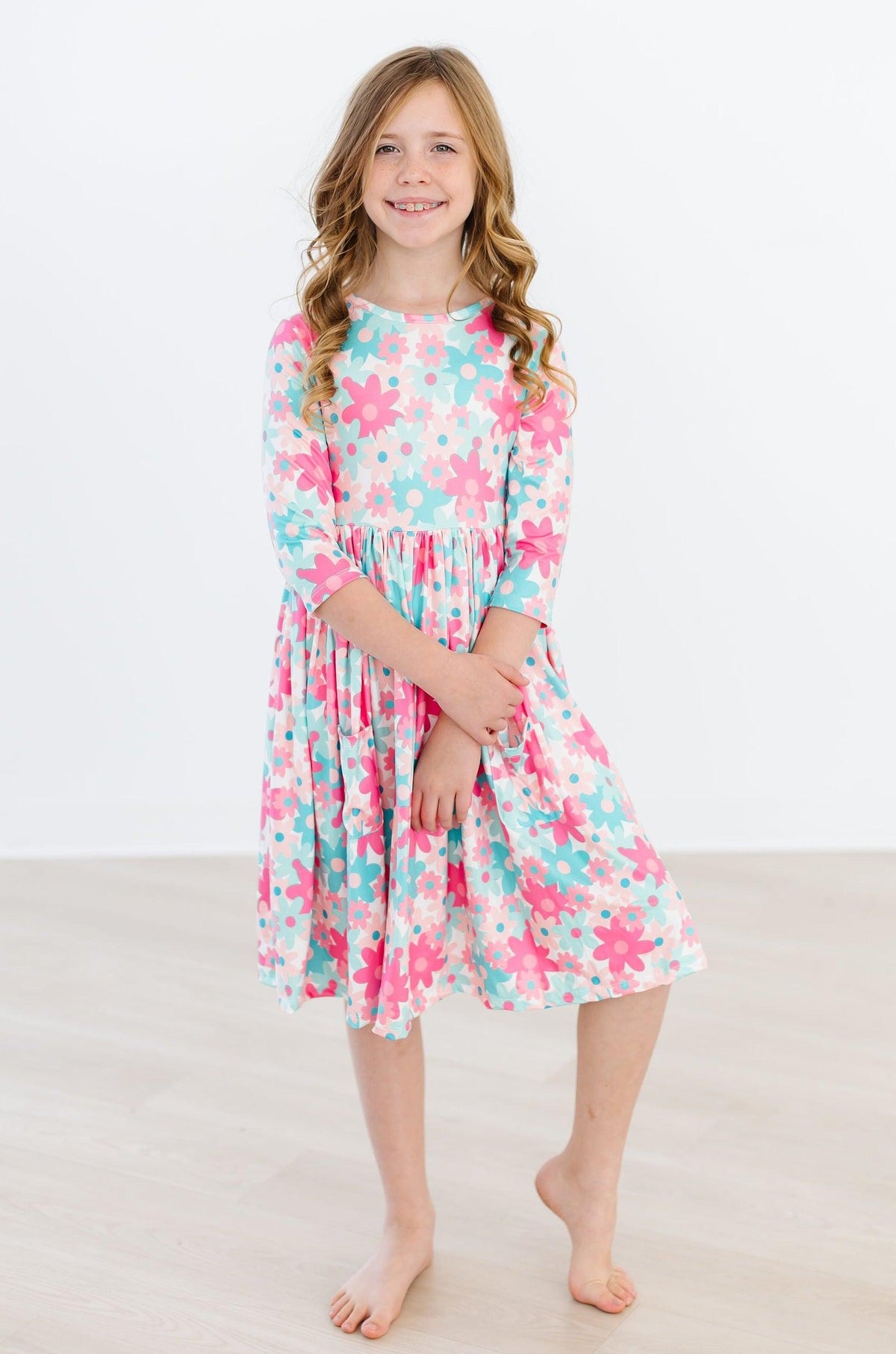 Petal Perfection 3/4 Sleeve Pocket Twirl Dress - Image 3