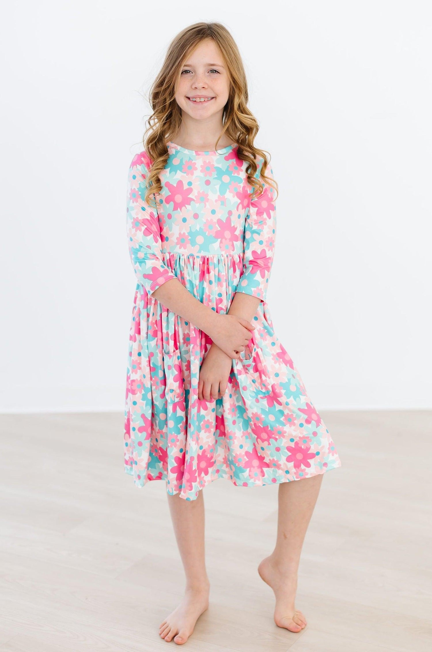 Petal Perfection 3/4 Sleeve Pocket Twirl Dress - Image 3
