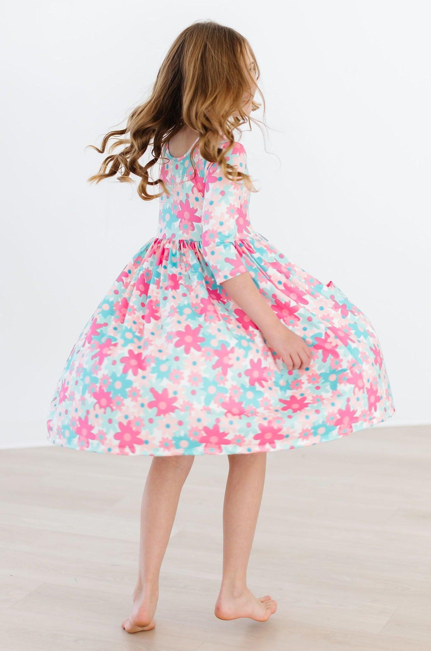 Petal Perfection 3/4 Sleeve Pocket Twirl Dress - Image 4