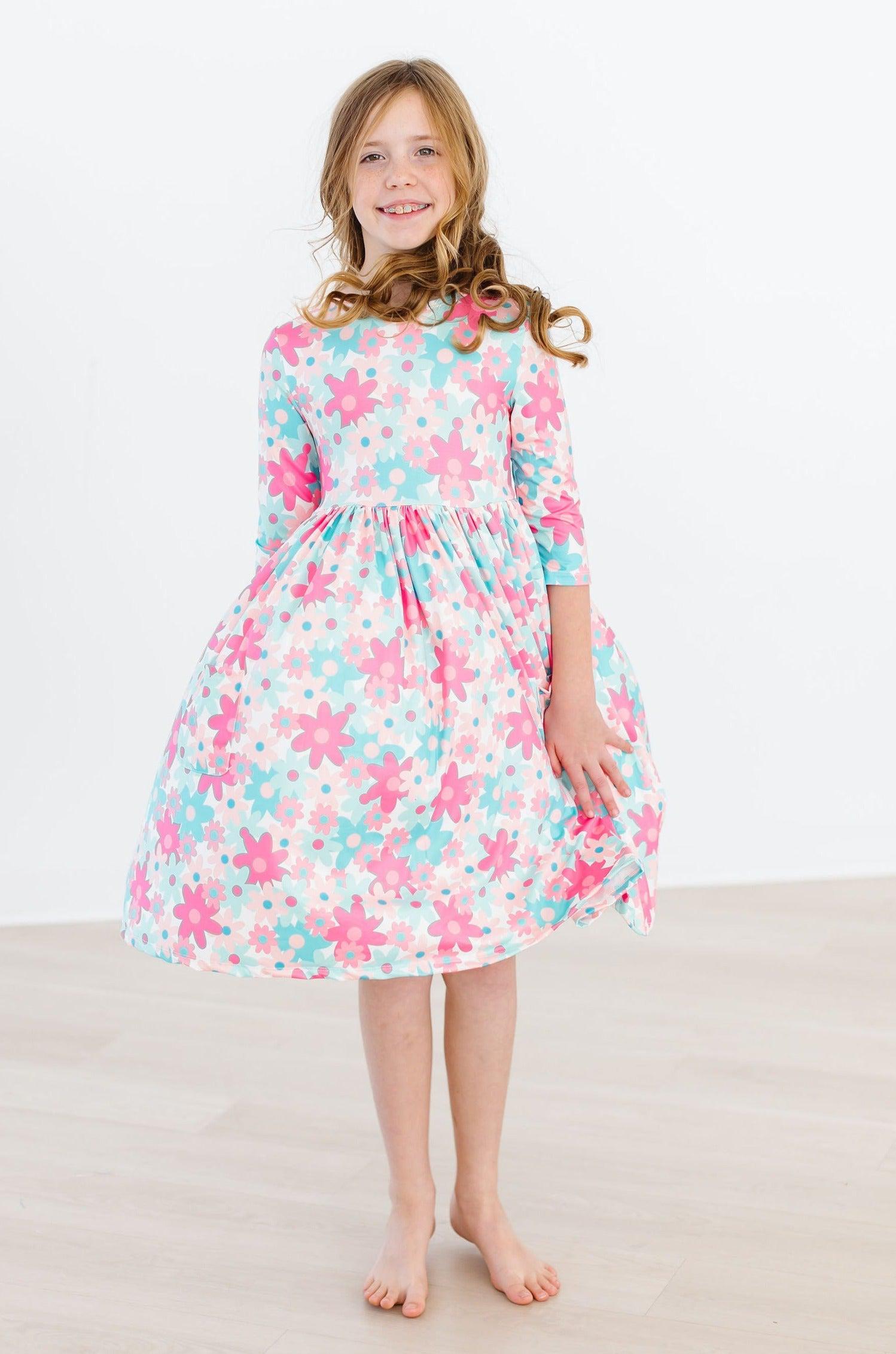 Petal Perfection 3/4 Sleeve Pocket Twirl Dress - Image 6